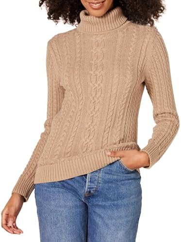 Amazon Essentials Women's Fisherman Cable Turtleneck Sweater (Ava...