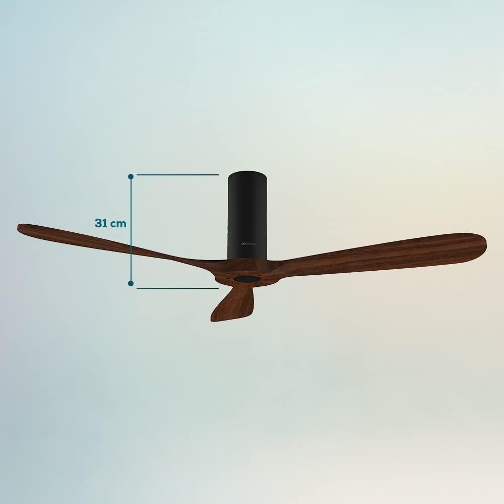 Cecotec Ventilatore da Soffitto con Telecomando e Wifi EnergySilence Aero 5500 Black Aqua Connected. 40 W, Diametro 52”, 3 Pale, Protezione IP44, Modalità inverno-estate, Timer