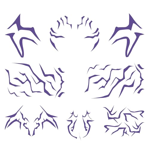 8 Sheets Rumi Tattoos, Rumi Cosplay Purple Temporary Tattoos Stickers, Waterproof Cosplay Costume Accessories for Halloween Cosplay Party
