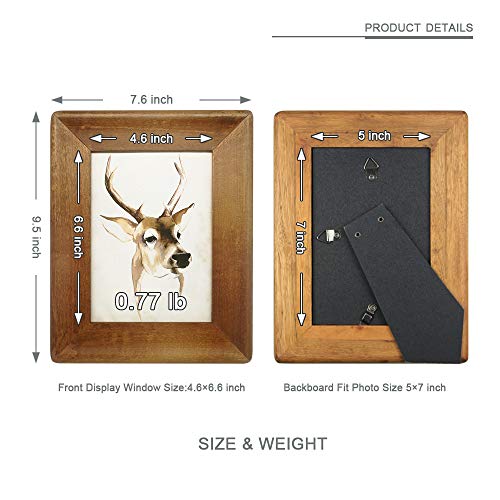 Icheesday Picture Frame 5X7 Inch,Rustic Wood Photo Frames With Real Glass,Wall Hanging And Tabletop Standing,Vertical Or Horizontal Display (Brown) #TOP2