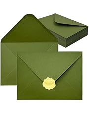 YINUOYOUJIA 50 PCS Olive Green Specialty Paper Envelopes A7, 5 x 7 Envelopes for Invitation, Great for Wedding Invitation Cards, Photos,Perfect for Birthday, Baby Shower, Graduation, Christmas