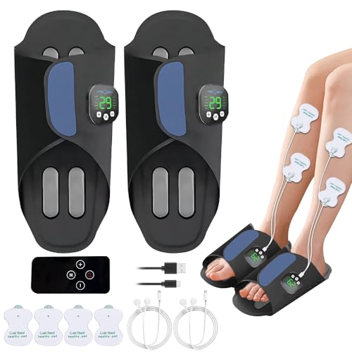 SGZIOO EMS Electric Foot Massagers, Feet Massager Shoes, Leg Massager with Remote Control, 8 Modes & 19 Level Adjustable, Foot Massager for Pain and Circulation, Plantar Fasciitis