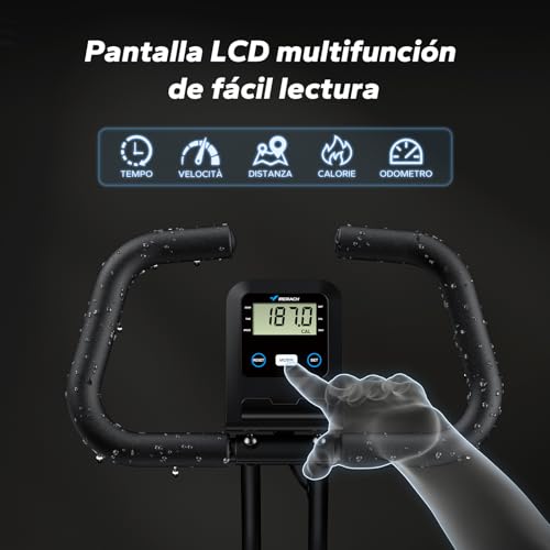 Miniatura 5 de Merach Bicicleta Estática Plegable, Bicicleta Estatica Con Pantalla Lcd, Bicicleta De Fitness Magnética Para Casa Con Asiento Cómodo, Ahorro De Espacio, Entrenamiento Cardio, Capacidad Máxima 136kg