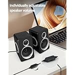 Computer Speakers, 2.0 Speakers for PC or Laptop, 3.5mm Aux Input, USB-Powered PC Speakers with Deep Bass, Suitable for Desktop Computers/Laptops Built in 4 Speaker Diaphragms (Black+Sliver) - Image 3