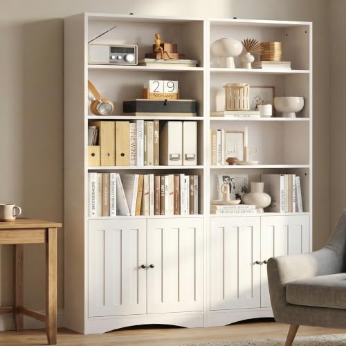 Gizoon 2PC Bookcase with Doors, White