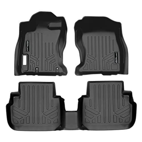 Smartliner Custom Fit All Weather 2 Row Black Floor Mat Liner Set Compatible With 2018-2023 Subaru Impreza/Subaru Crosstek #TOP7