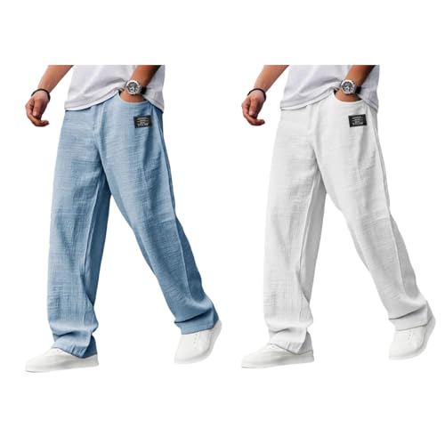 Mokaloha Pants, Mens Casual Pants Hemp Fabric, Mokaloha Mens Pant, Drawstring Trousers for Men Embroidered Logo4