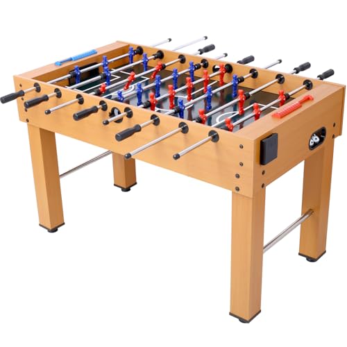 54-Inch Hurricane Foosball Table for Family Game Rooms with Light Cherry Finish, Analog Scoring and Free Accessories Brown