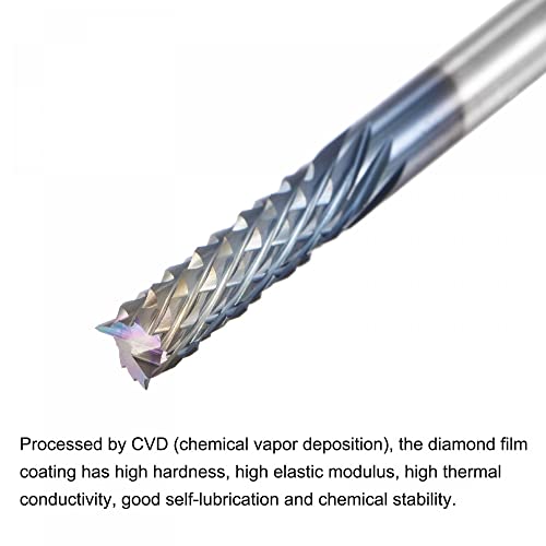 Image of uxcell End Mill CNC Router Bits, 3.175mm x 12mm 1 /8 inch Shank Diamond Film Coated Carbide Engraving Bit Milling Cutter Left Hand for PCB Plastic Fiber Wood 10pcs