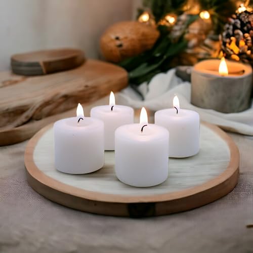 image for Hosley Set of 48 Unscented White Hand Poured Votive Candles Ideal for 