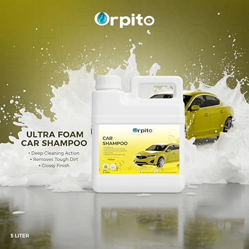 Image of Car Shampoo 5L Multi Fragrance | High Foam Car Wash Liquid | Deep Cleaning Formula | pH Neutral Paint Safe | Removes Dust & Grime | Glossy Finish Wash (1, yellow)