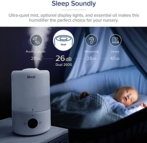 Levoit Humidifiers for Bedroom, Smart WiFi Alexa Control, Top Fill Cool Mist for Baby Nursery and Plants with Essential Oil Diffuser, Humidity Display, Easy Clean, Whisper Quiet Operation, 3L, White by Levoit - Image 5