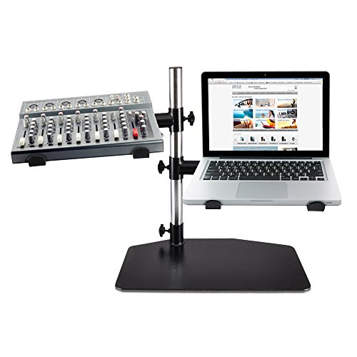 Pyle Portable Dual Laptop Stand - Standing Table Holder With Bracket Arms, Adjustable Height And Ergonomic Design For Dj Mixer, Sound Equipment, Workstation, Gaming And Home Use - Plpts45 #TOP1