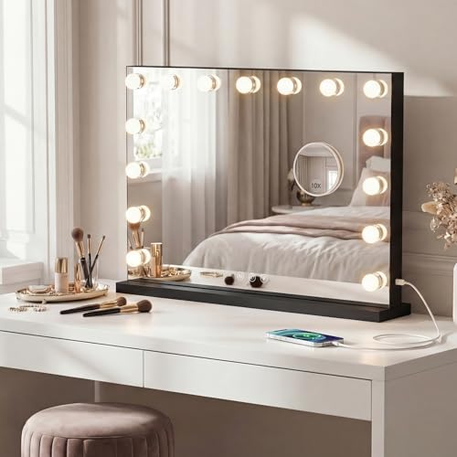 Bayt Specchio Hollywood con Luci LED – Specchio Trucco Nero