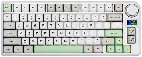 EPOMAKER Shadow-X Gasket Mechanical Keyboard, Hot Swappable 2.4ghz/Bluetooth/USB-C Wired Gaming Keyboard with Screen, 3000mAh Battery, Poron Foam, Silicon Pad for Win/macOS (Flamingo Switch)