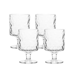 7.7 oz Glass Goblet-Vintage Glass Wine Glasses-Glacier Goblets Set of 4- Ideal Glassware for Wine, Beer, Juice, Cocktail, Whiskey (4)