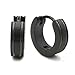 Pair Stainless Steel Black Stripes Huggie Hoop Earrings