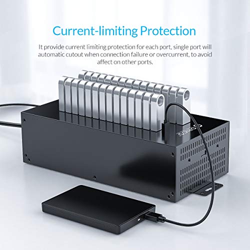 Orico Industrial Usb Hub, 300W Powered Data Hub, 30 Port Usb 2.0 Splitter, Full Metal Case, Wall Mountable Support Phone/Tablet Charging, Refurbishing And Brush, Batch Data Transfer #TOP3