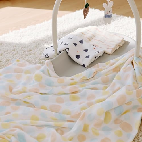 Image of HECCEI 3-Pack Muslin Baby Swaddle Blanket Bamboo Cotton 47 x 47 Inches | Soft Breathable Receiving Blanket Swaddles for Newborn Registry Gift for Baby Showers
