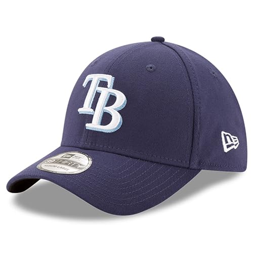 New Era MLB 39Thirty Team Classic Stretch Flex Fit Team Color Primary Logo Primary Logo Baseball Cap Hat - Tampa Bay Rays Navy - Small-Medium