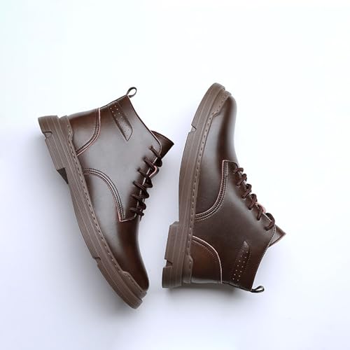 Men's Winter High-Top Leather Booties With Fleece, Water-Resistant & Breathable, Comfortable Dress Casual Shoes For Men, Ideal For Office Business Casual2