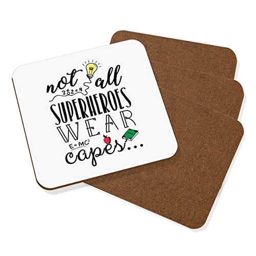 Image of Teacher Not All Superheroes Wear Capes Coaster Drinks Mat Set of 4