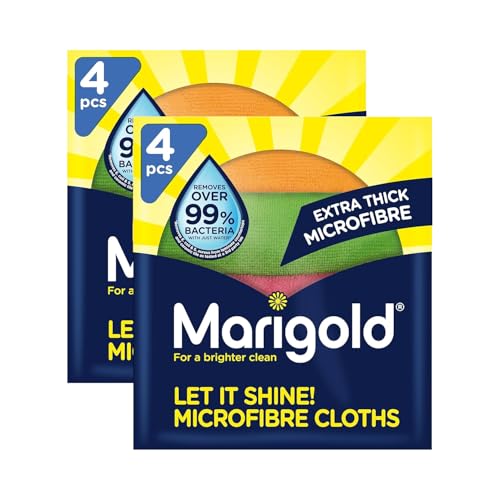Image of Marigold Microfibre Cleaning Cloths Pack of 8 - Super Absorbent, Reusable, Streak-Free, Multi-Colour Household Cloths for Kitchen, Bathroom, Windows & Dusting