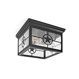 CORAMDEO Country Star Square 2 Light Ceiling Mount Farmhouse Fixture, Indoor or Outdoor, Two Standar