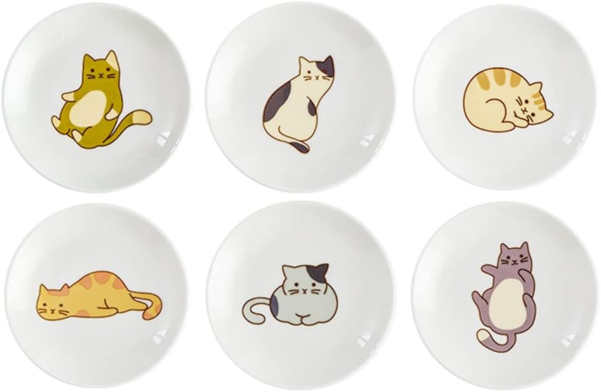 6pcs Ceramic Cat Appetizer Plates, Sauce Plates, Dessert Plates