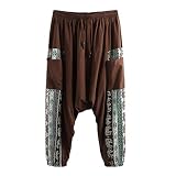 【Material】 Mezcla de algodón, pantalones harén Tejido ligero, transpirable y de alta calidad, cómodo de llevar. Elástico, 2 bolsillos (uno en cada lado).