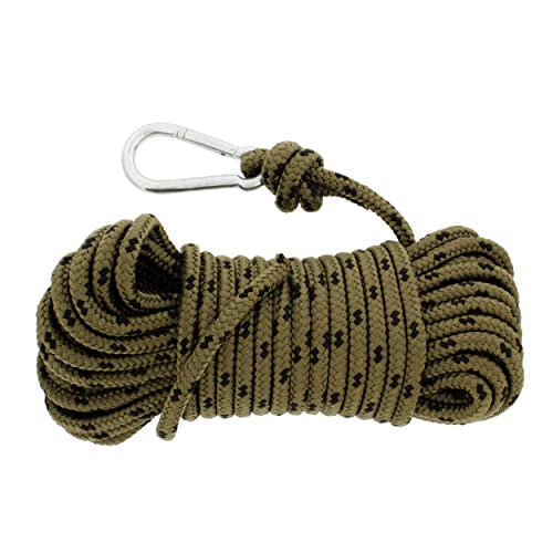 Redneck Convent Nylon Braided Rope & Carabiner 3/8 Inch x 50 Feet 220 lbs Pound – Cleat Tensioner Rigging Device Tie Down Strap Anchor
