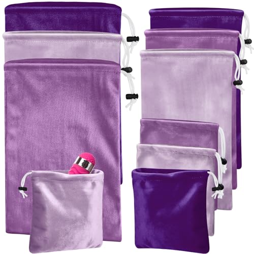Amylove 9 Pcs Satin Game Toy Storage Bag Silk Drawstring Bags Gift Bags Pouches for Lightweight Toys Organizer Stuff Sack Foldable Travel Pouch for Women 3 Sizes(Purple Series)