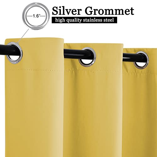 Outdoor Curtain Waterproof Windproof Blackout Thermal Insulated Double Grommet(Top And Bottom) For Garden Patio Gazebo Pergola,39X79 Inch(Wxl),Yellow #TOP2