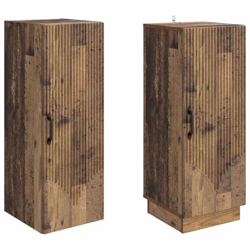 Armarios de madera envejecida multiusos con estante de pared y 4 baldas 5