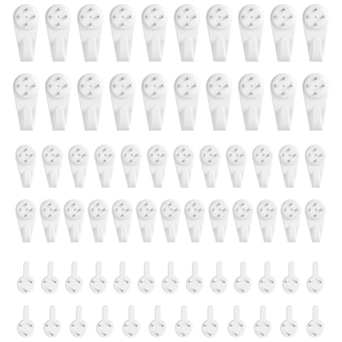 Ainiv 70 ganci per foto senza tracce, ganci da parete, per appendere immagini, orologi, poster a specchio, bianco (3 tipi)