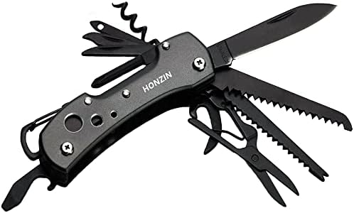 HONZIN Swiss Style Multi Function Pocket Knife - for Every Day use Including Outdoor Survival Fishing, Gifts for Dad Men