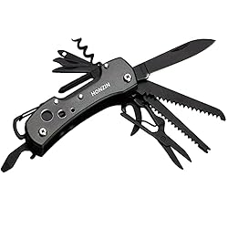 HONZIN Navaja de Bolsillo multifunción Estilo Suiz...: ❤[15 EN 1 CUCHILLO MULTITOOL] - Con 15 funciones de la hoja de destornillador Phillips, tijeras, sierra, abrebotellas, abrelatas, etc. Utilice este cuchillo multi-herramienta para arreglar y reparar casi cualquier hogar y grande para la necesidad de ...