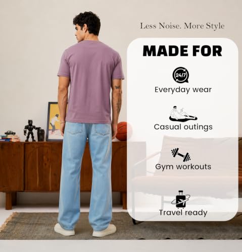 Image of Sleepynuts Men's Everyday Wear Crew Neck Regular Fit T-Shirt | Half Sleeve Solid Plain Casual T-Shirt for Men | Soft Breathable Fabric |