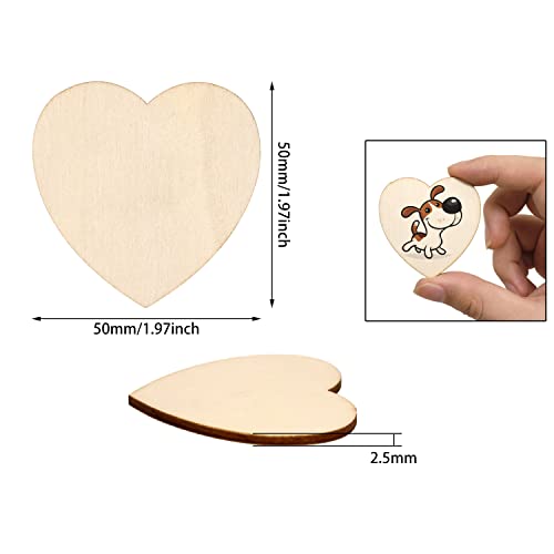 Yueton 50Pcs 50Mm/2Inch Unfinished Blank Love Heart Wood Pieces Wood Slices Wood Chips Wooden Heart Shaped Embellishments Heart Wood Cutouts Ornaments For Diy Crafts Home Party Decoration #TOP1