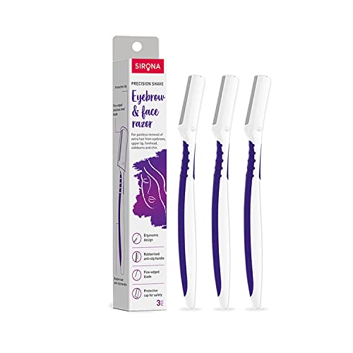 Image of Sirona Reusable Face Razor for Women - 3 Razors (Violet)| Painless Facial Hair Removal | Eyebrow Shaper, Upper Lip, Forehead, Peach Fuzz, Chin, Sideburns & Dermaplaning Tool