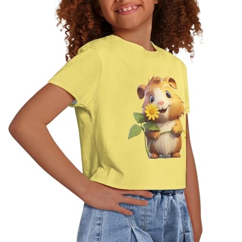 Image of Girls Fashion Crewneck Tee Shirts Casual Short Sleeve Crop Top Summer Outfits 5-14 Year