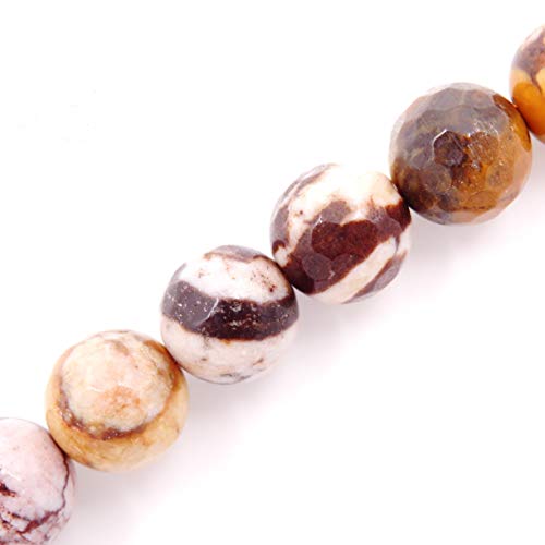 Malahill Faceted Gemstone Beads for Jewelry Making, Sold per Bag 5 Strands Inside (Australia Zebra Jasper, 6mm)