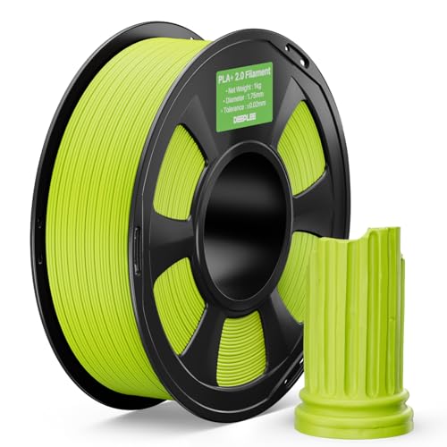 DEEPLEE PLA+ 2.0 Filament 1.75mm, Stronger Toughness 3D Printer Filament, Green 1KG, Upgrade PLA Plus 3D Printer Filament, High Speed PLA+ Filament for Most FDM 3D Drucker