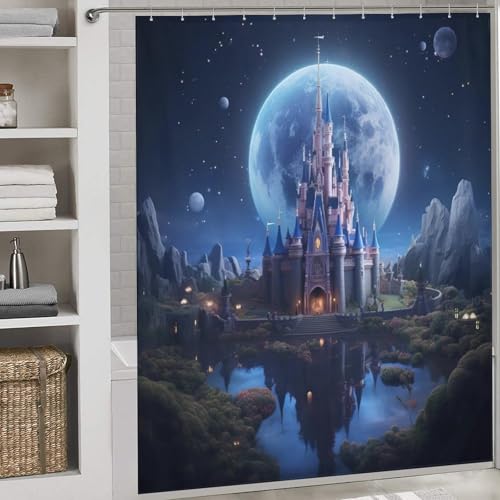 Rideau de douche imperméable en polyester lavable château 183x183cm avec crochets - 2