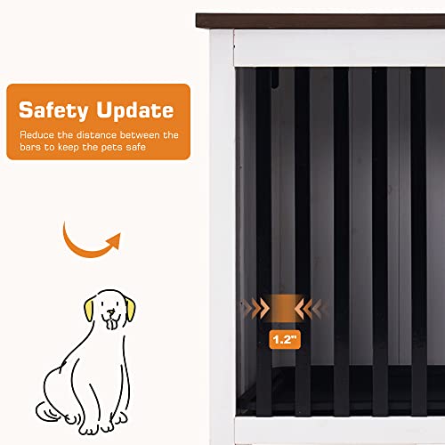 Mcombo Wooden Dog Crate Furniture, 33" Dog Kennel Pet House End Table, Solid Wood Portable Foldable Indoor Cage For Small/Medium Dogs, No Assembly Needed #TOP5