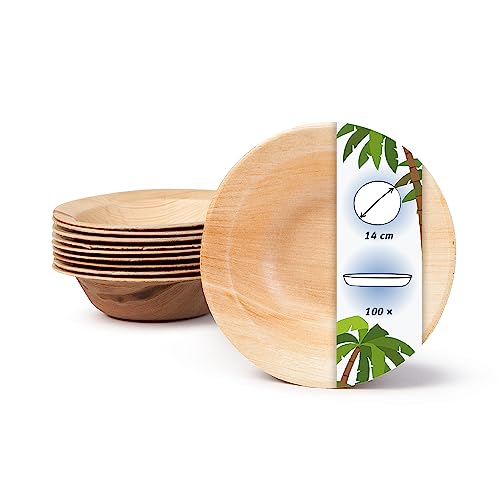 onlyleaf Palmware Zuppiera profonda monouso di alta qualità I circa 23cm 100 pezzi Snackchale in Foglia di Palma, Piatti di Pasta stoviglie monouso compostabile ed biodegradabile