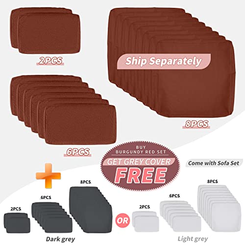 Nicesoul® 8 Pieces Wicker Conversation Set Outdoor Hdpe Modular Sectional With Ottomans High Back Sofa Sectional Exterior Furniture 8 Person Heavy Duty Patio Set Outdoor Patio Red #TOP5
