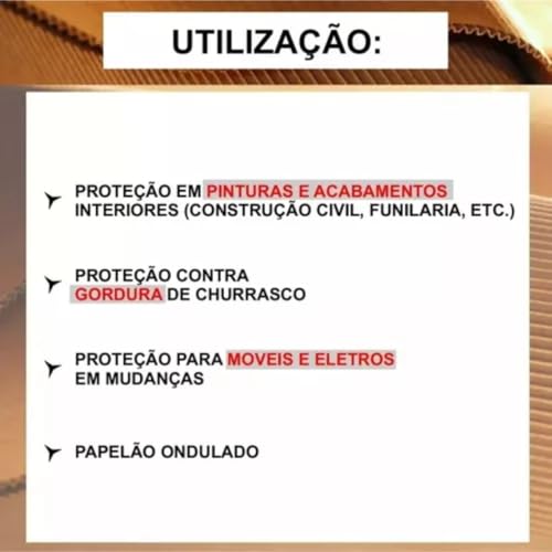 Bobina Papelão Ondulado 1,00 Mts X 50 Metros Protege Piso Reforma Pintura Obras Salva Chao Casa
