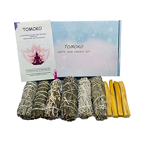 Smudge Stick Sample Kit - White Sage, Rosemary, Blue Sage, Cedar, Black Sage, Yerba Santa, 4 Palo Santo & Smudging Guide! Healing, Purifying, Meditating, Incense & Cleansing (Stick Sampler) #TOP6