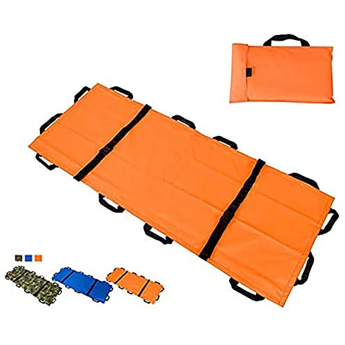 Civière Souple de Premiers Secours Pliante, avec 12 poignées Civière de secours d'urgence pliable étanche avec sacs de rangement pour hôpital, ambulance(Orange)